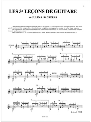 Troisièmes leçons de guitare - Julio S. Sagreras - Partition - Guitare