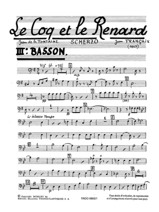 Le coq et le renard - FRANÇAIX - Partition - Basson