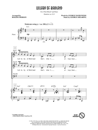 Lullaby of Birdland - George Shearing - Partition