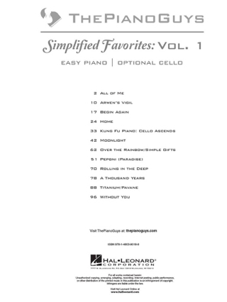 Simplified Favorites Volume 1 - ThePianoGuys - Partition - Pop / Rock