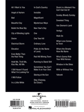 U2 - Guitar Chord Songbook - Partition - Pop / Rock