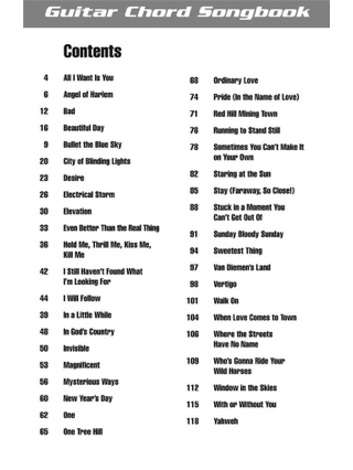 U2 - Guitar Chord Songbook - Partition - Pop / Rock
