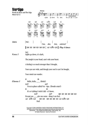 U2 - Guitar Chord Songbook - Partition - Pop / Rock