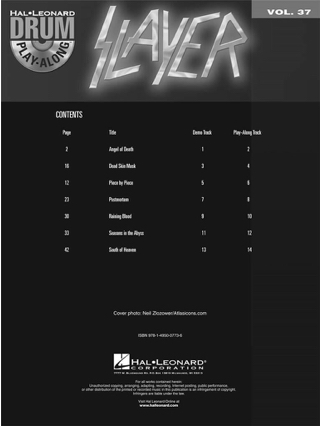 Drum Play-Along Volume 37 - Slayer - Slayer - Partition - Batterie