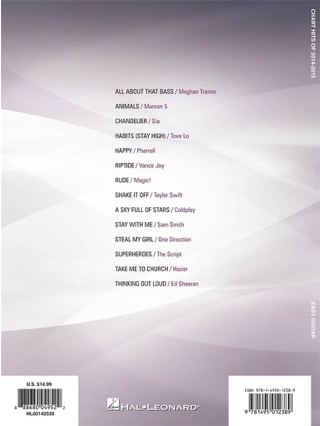 Chart Hits of 2014-2015 - Easy guitar - Partition - Guitare