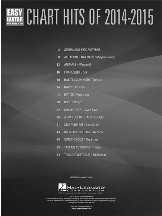 Chart Hits of 2014-2015 - Easy guitar - Partition - Guitare