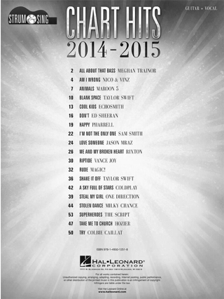 Chart Hits of 2014-2015 - Strum and Sing - Partition - Pop / Rock