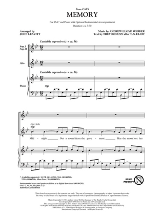 Memory - Andrew Lloyd Webber & Trevor Nunn & T.S. Eliot - Partition