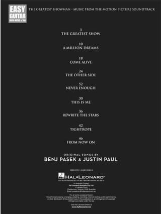 The Greatest Showman - Musique du Film - Partition - Musique de film
