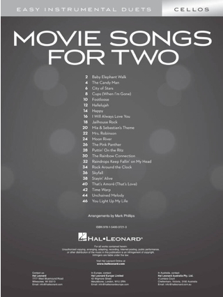 Movie Songs for Two Cellos - Partition - Violoncelle