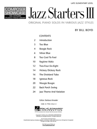 Jazz Starters - Volume 3 - Boyd Bill - Partition