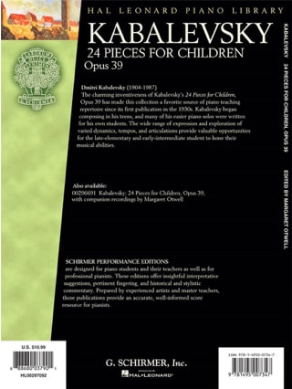24 Pieces for Children, Opus 39 - Dmitri Kabalevski - Partition