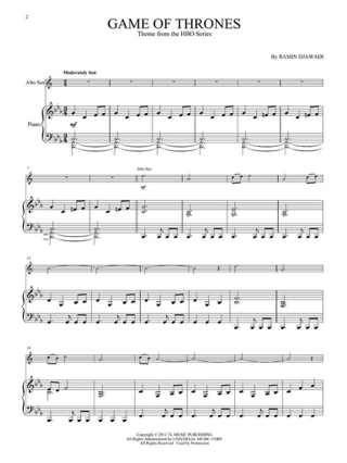 Game of Thrones - Thème de la Serie TV - Partition - Saxophone