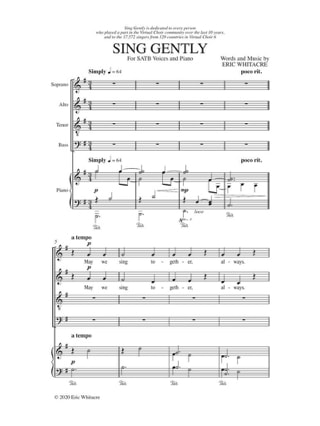 Sing Gently - Eric Whitacre - Partition