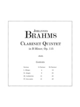 Clarinet Quintet en Si Mineur Opus 115 - BRAHMS - Partition