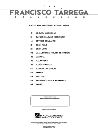 The Francisco Tarrega Collection - Partition