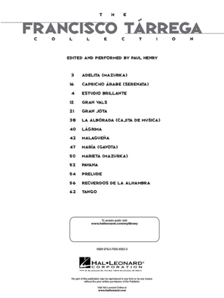 The Francisco Tarrega Collection - Partition