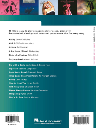 Really Easy Piano: Chart Hits of 2024-2025 - Partition - Pop / Rock