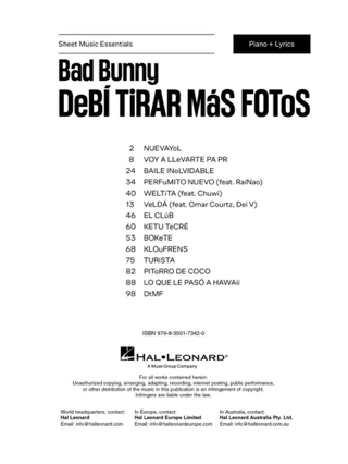 DeBí TiRAR MáS FOToS - Bunny Bad - Partition - Pop / Rock