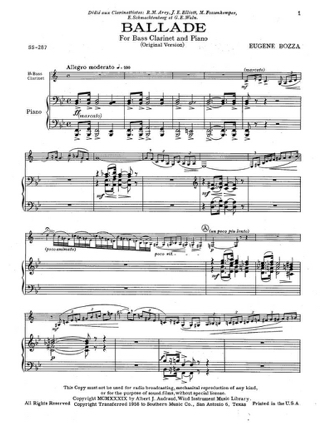 Ballade - Eugène Bozza - Partition - Clarinette