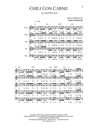 Chili con carne - Anders Edenroth - Partition - Chœur