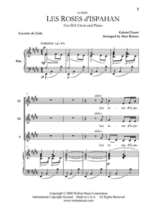 Les Roses d'Ispahan - FAURÉ - Partition - Chœur