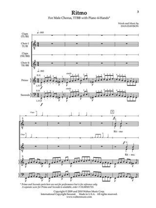 Ritmo - TTBB + piano - Davison Dan - Partition