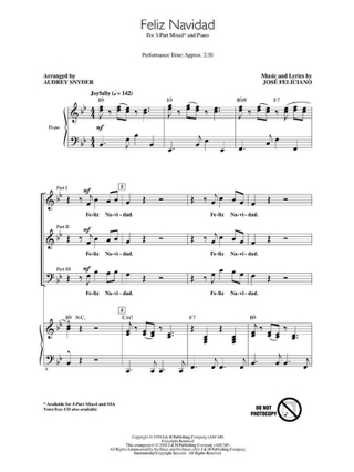 Feliz Navidad - Feliciano José - Partition