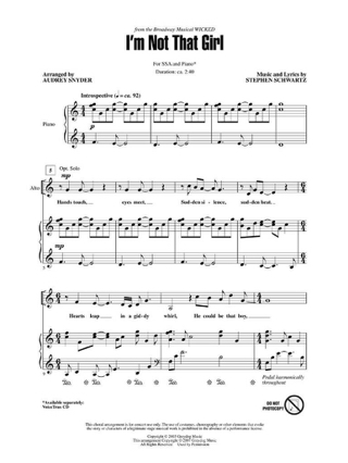 I'm Not That Girl - Schwartz Stephen - Partition