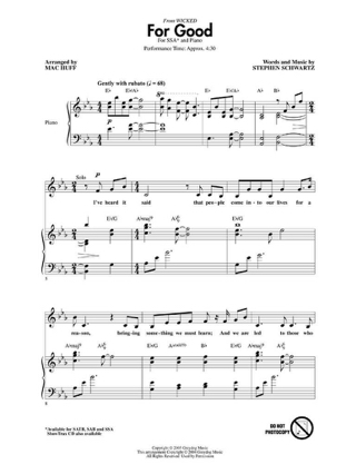 For Good - Schwartz Stephen - Partition