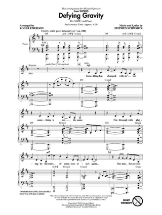 Defying Gravity - Schwartz Stephen - Partition