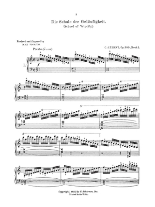 Ecole de la Vélocité Opus 299 - CZERNY - Partition - Piano