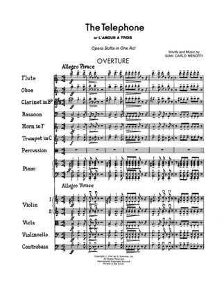 The Telephone - Gian Carlo Menotti - Partition - Grand format