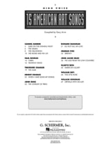 15 American Art Song Voix Haute - Partition - Mélodies