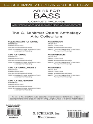 Arias For Bass - Complete Package - Partition - Opéras