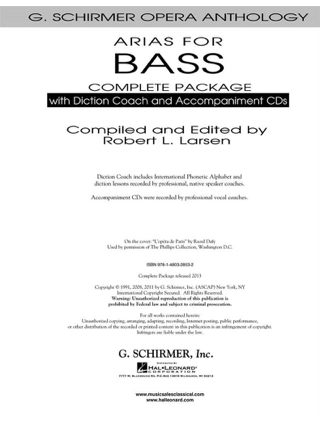 Arias For Bass - Complete Package - Partition - Opéras
