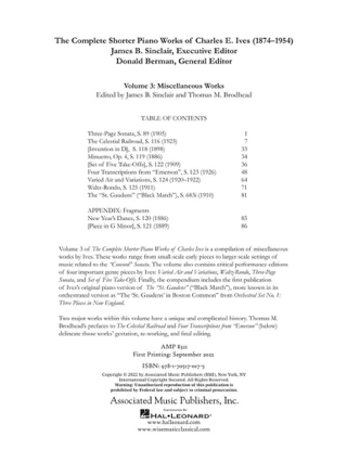 Piano Pieces: Shorter Works For Piano, Volume 3 - IVES - Partition