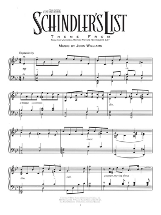 Schindlers List Theme Piano Solo - John Williams - Partition
