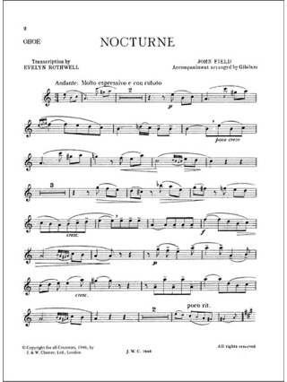 Nocturne - Hautbois et Piano - John Field - Partition - Hautbois
