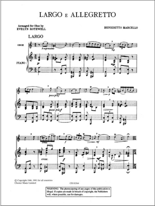 Largo and Allegretto - Oboe Piano - Benedetto Marcello - Partition