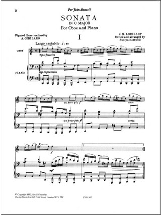 Sonata in C major - Oboe piano - LOEILLET - Partition - Hautbois