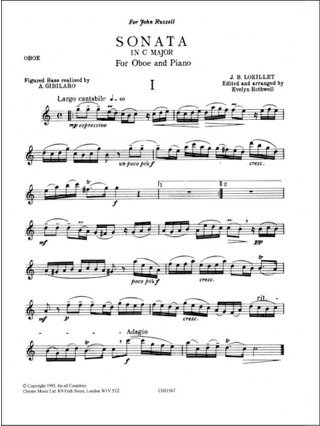 Sonata in C major - Oboe piano - LOEILLET - Partition - Hautbois