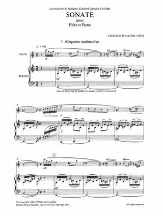 Sonate - POULENC - Partition - Flûte traversière
