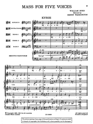 Messe A 5 Voix - Willam Byrd - Partition - Chœur