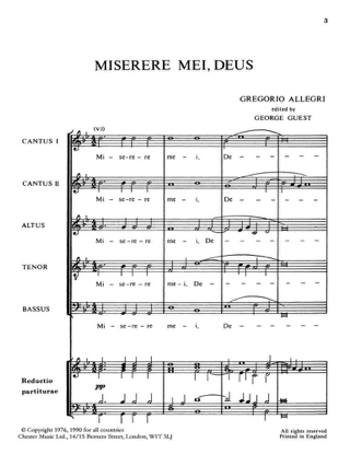 Miserere - Gregorio Allegri - Partition - Chœur