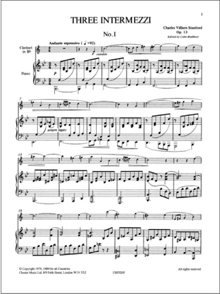 3 Intermezzi op. 13 - Charles Villiers Stanford - Partition
