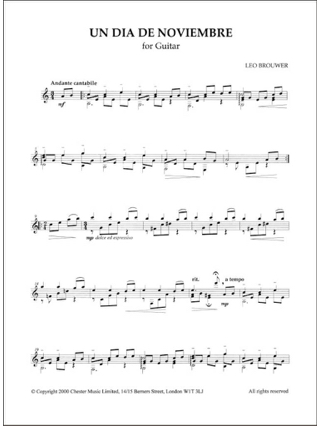 Un Dia de Noviembre - BROUWER - Partition - Guitare
