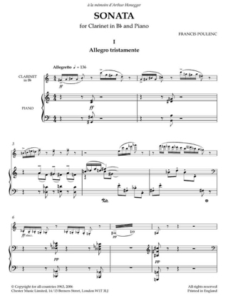 Sonate - Clarinette - POULENC - Partition - Clarinette