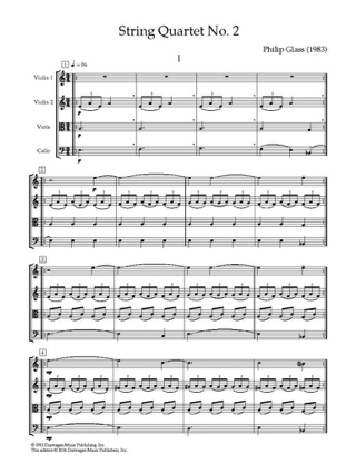 String Quartet N° 2 Company - Score - GLASS - Partition - Grand format