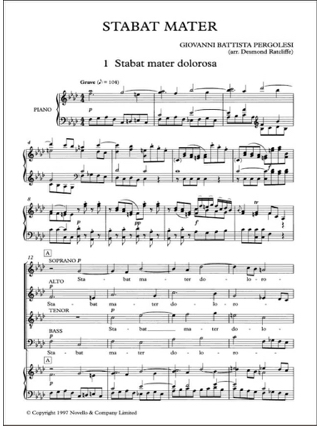 Stabat Mater - PERGOLESE - Partition - Chœur
